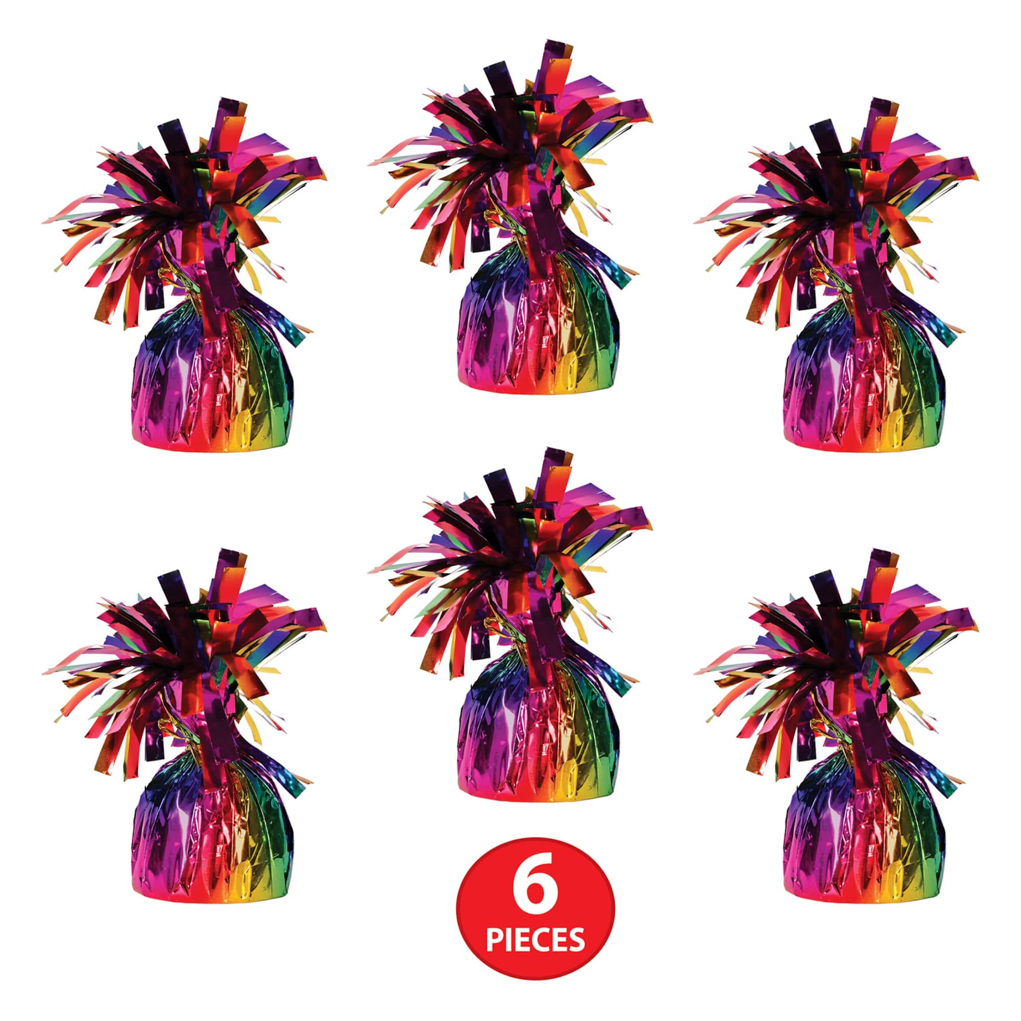 Beistle 6oz. Rainbow Metallic Wrapped Balloon Weights, 6ct.